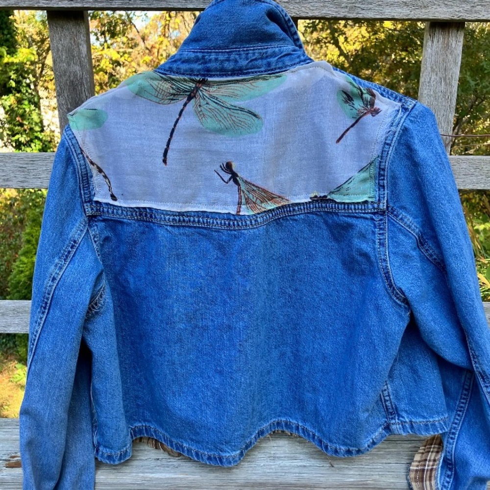 Denim Jacket with Dragonfly Print
